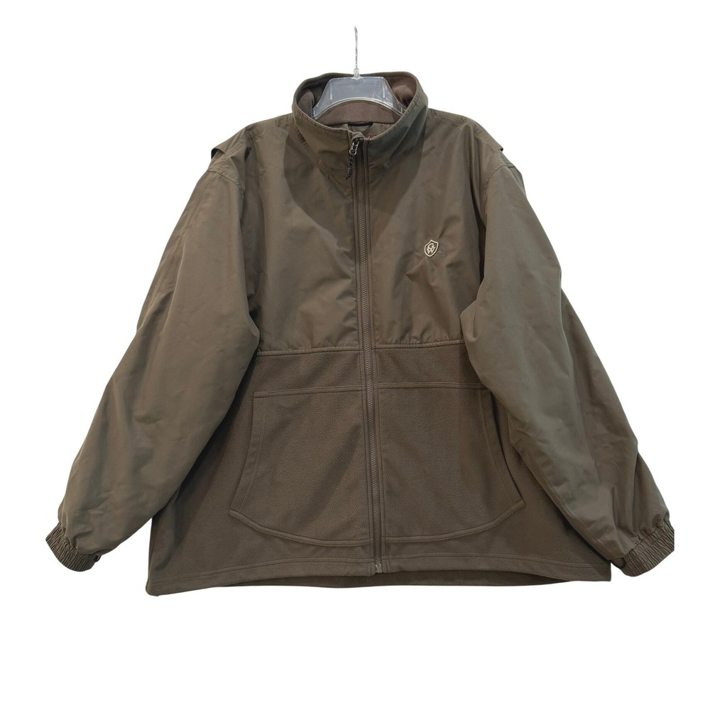 Game Winner‎ Mens 2XL Fleece Mixed Media Jacket Waterproof Shell Brown